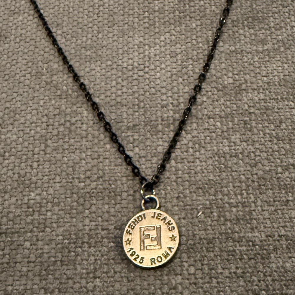 FF Black Chain with Medallion Necklace
